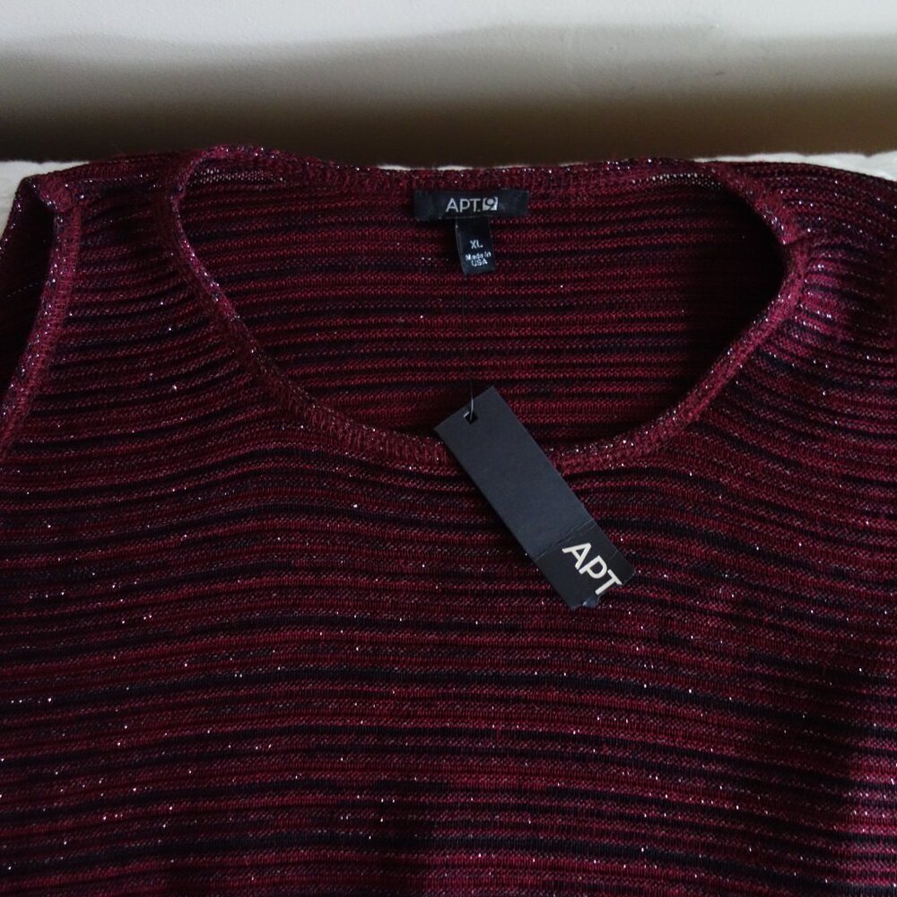 NWT APT. 9 Cold Shoulder Sparkling Burgundy Short Sleeve Sweater – Wmns XL